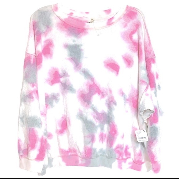 TGIBF Sale Free People Set Tie Dye Fuzzy Sweater Shorts - Picture 7 of 11